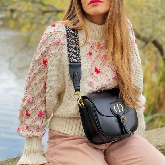 Vjera V Rose sweater floral jumper mock neck knit top - Picture 5 of 10